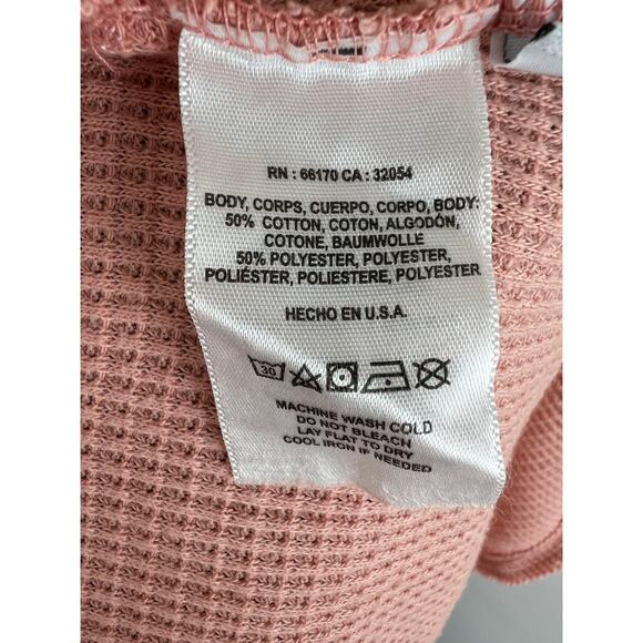 Anthropologie T.La Pink Nadia Cut Out Thermal Waffle Knit Tunic Top Size M - Picture 8 of 9